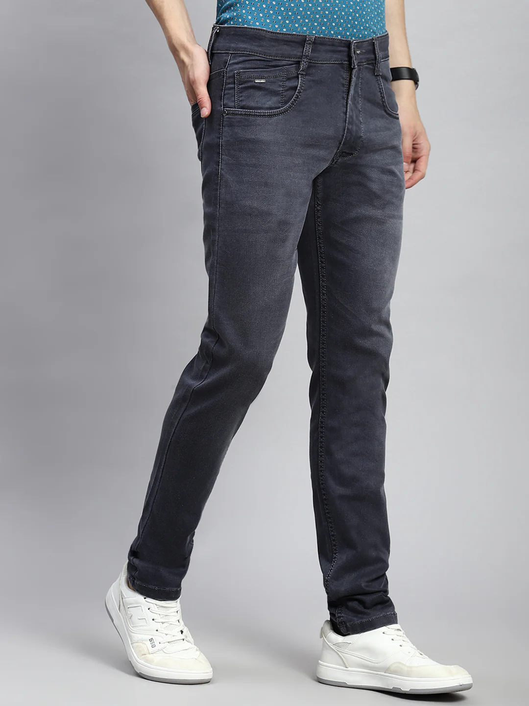 Men Grey Skinny Fit Denim - Image 3