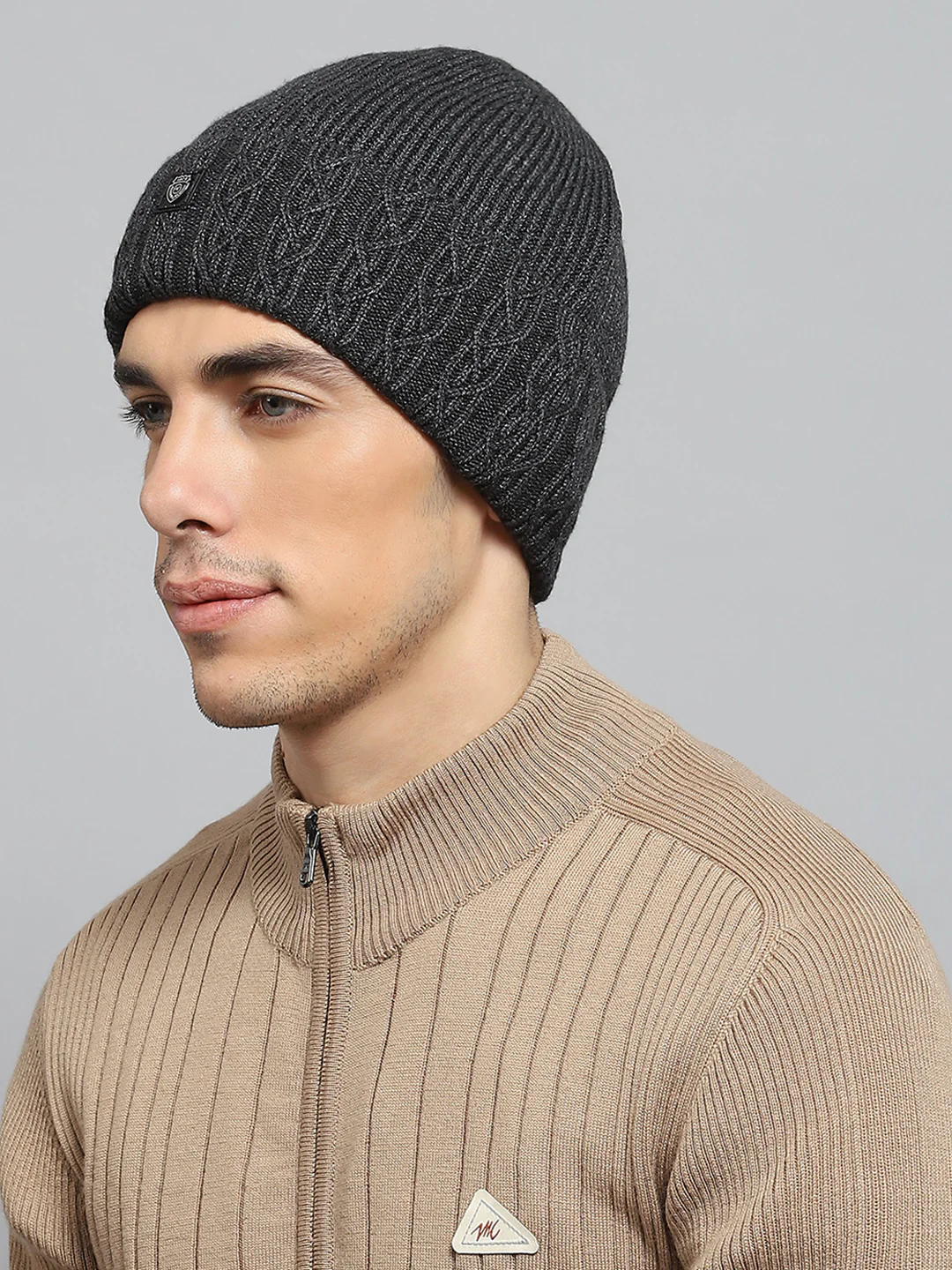 Men Grey Solid Cap - Image 3