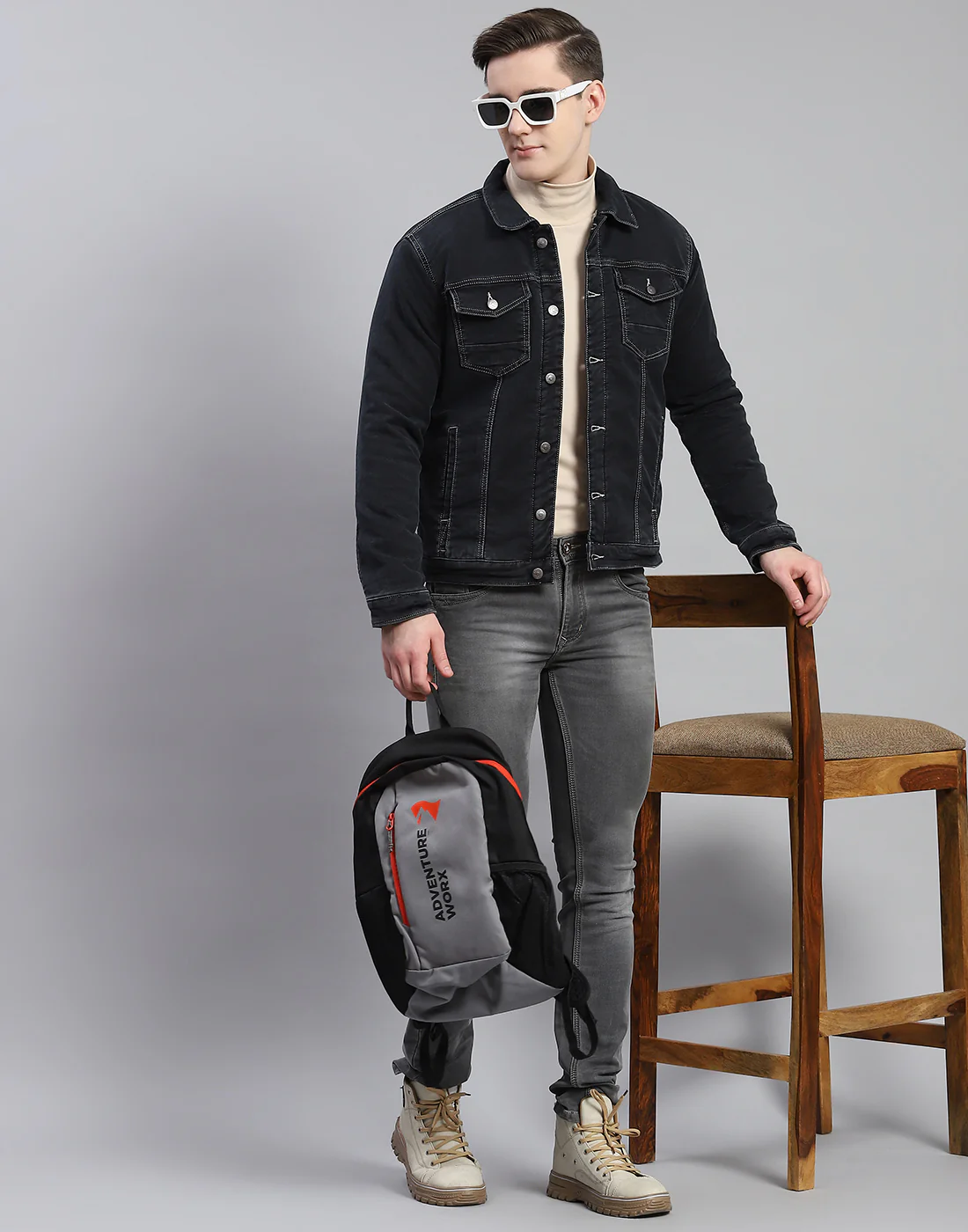 Men Grey Solid Collar Full Sleeve Jacket - Image 3