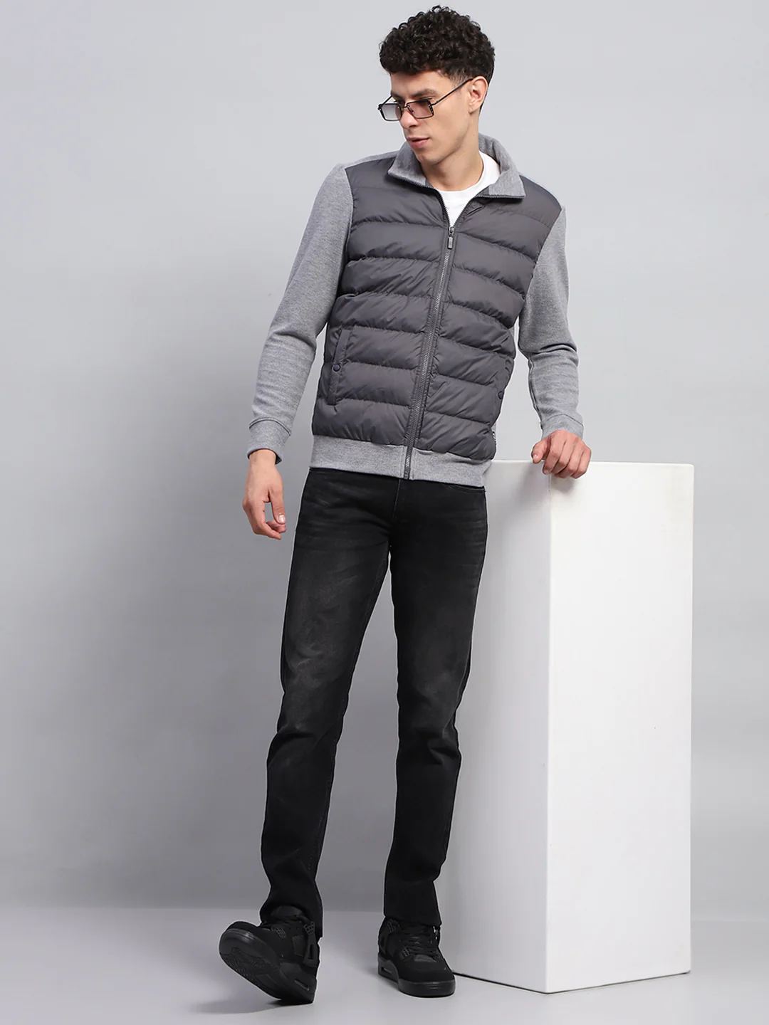 Rock.it Men Grey Solid Collar Full Sleeve Jacket - Image 2
