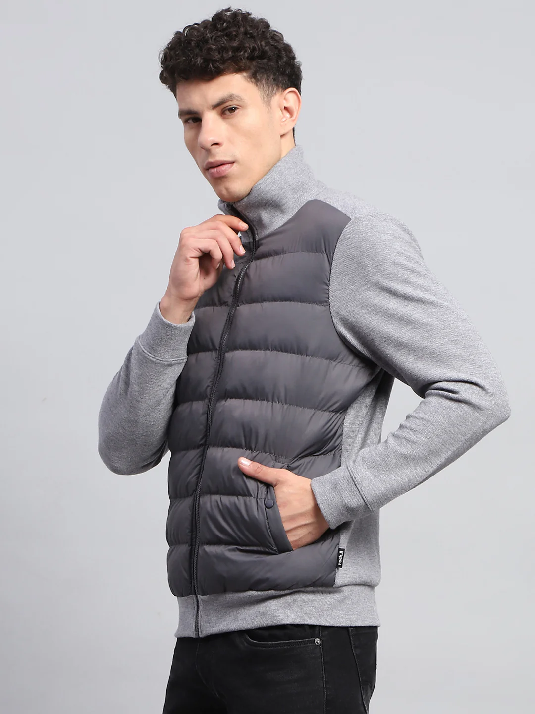 Rock.it Men Grey Solid Collar Full Sleeve Jacket - Image 3