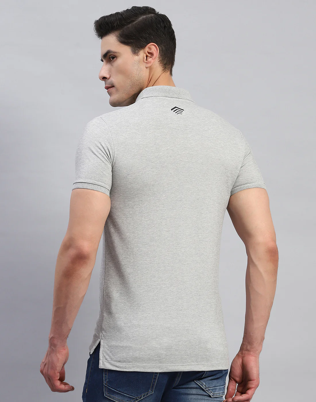 Rock.it Men Grey Solid Collar Half Sleeve T-Shirt - Image 5