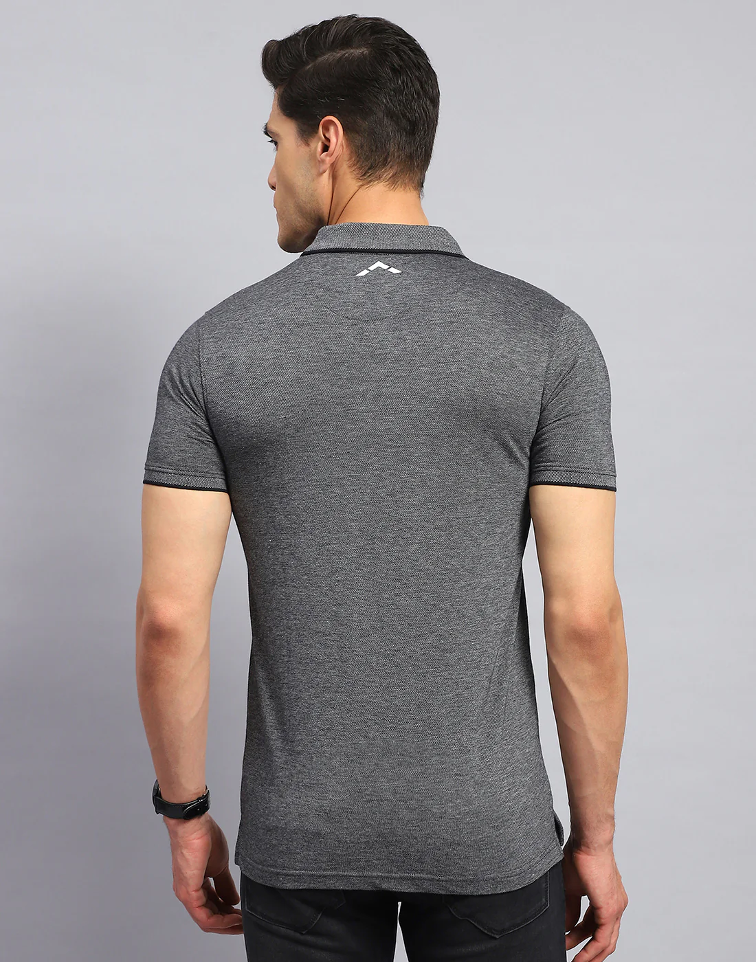 Rock.it Men Grey Solid Collar Half Sleeve T-Shirt - Image 6