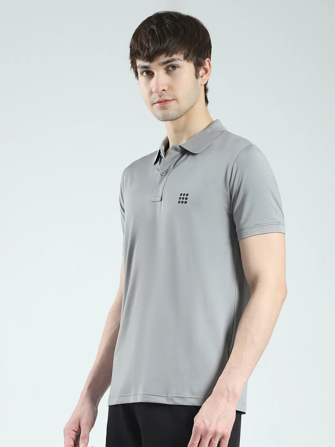 Rock.it Men Grey Solid Collar Half Sleeve T-Shirt - Image 3