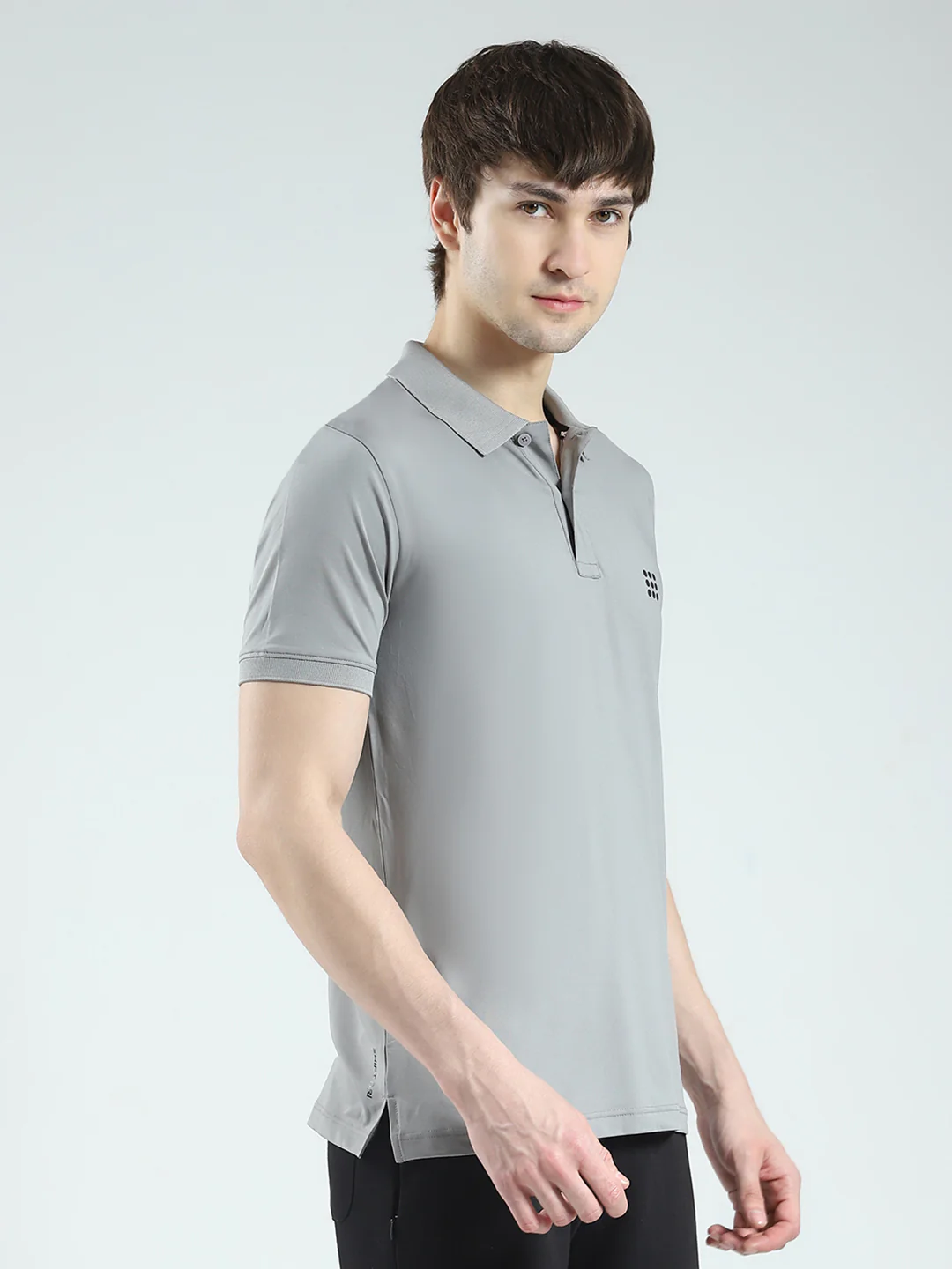 Rock.it Men Grey Solid Collar Half Sleeve T-Shirt - Image 4