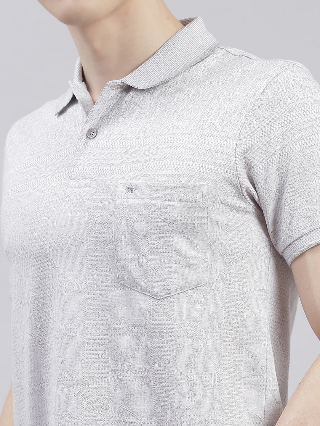 Men Grey Solid Collar Half Sleeve T-Shirts - Image 6