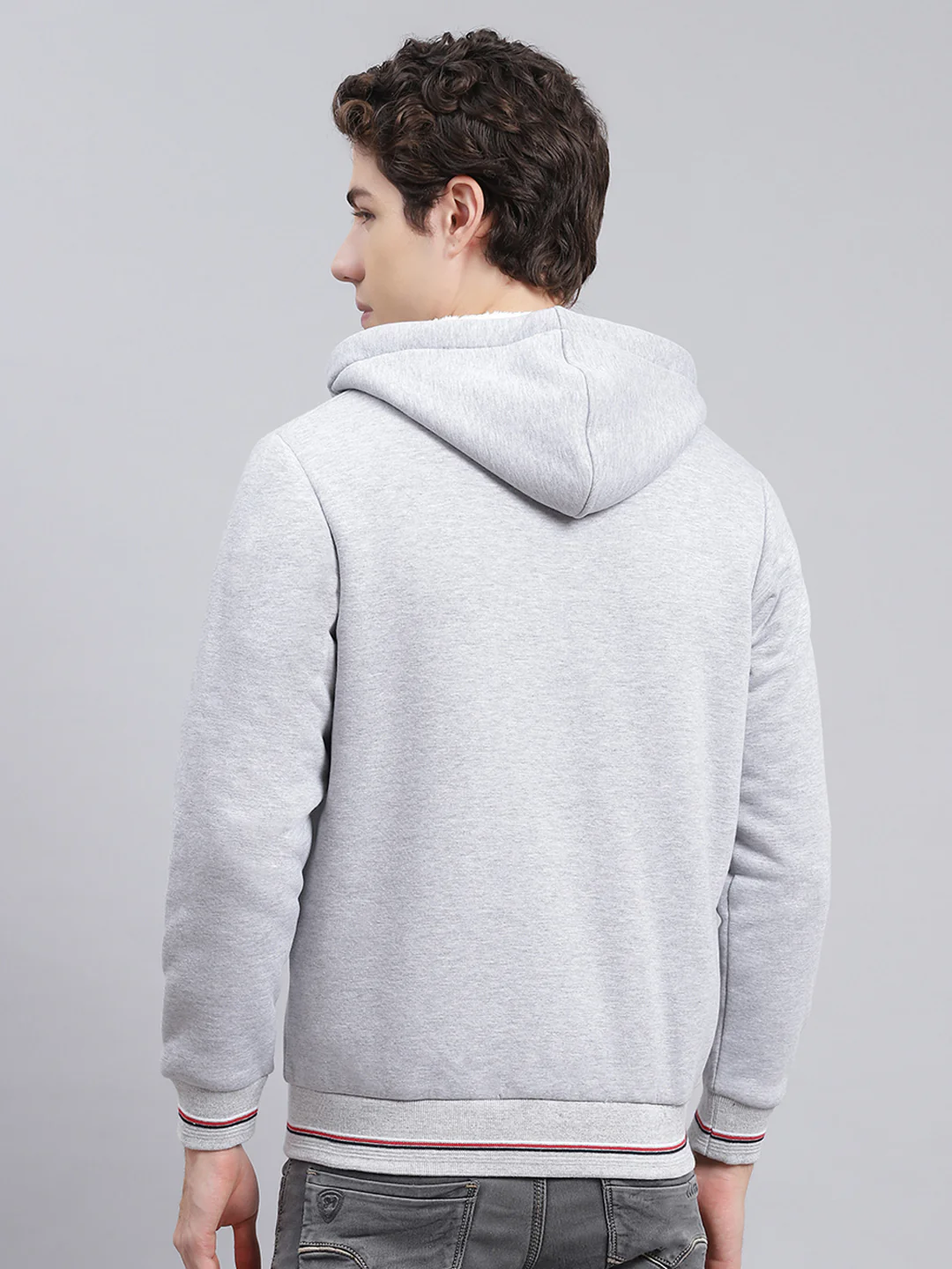 Men Grey Solid Cotton Blend Sweatshirt - Image 5