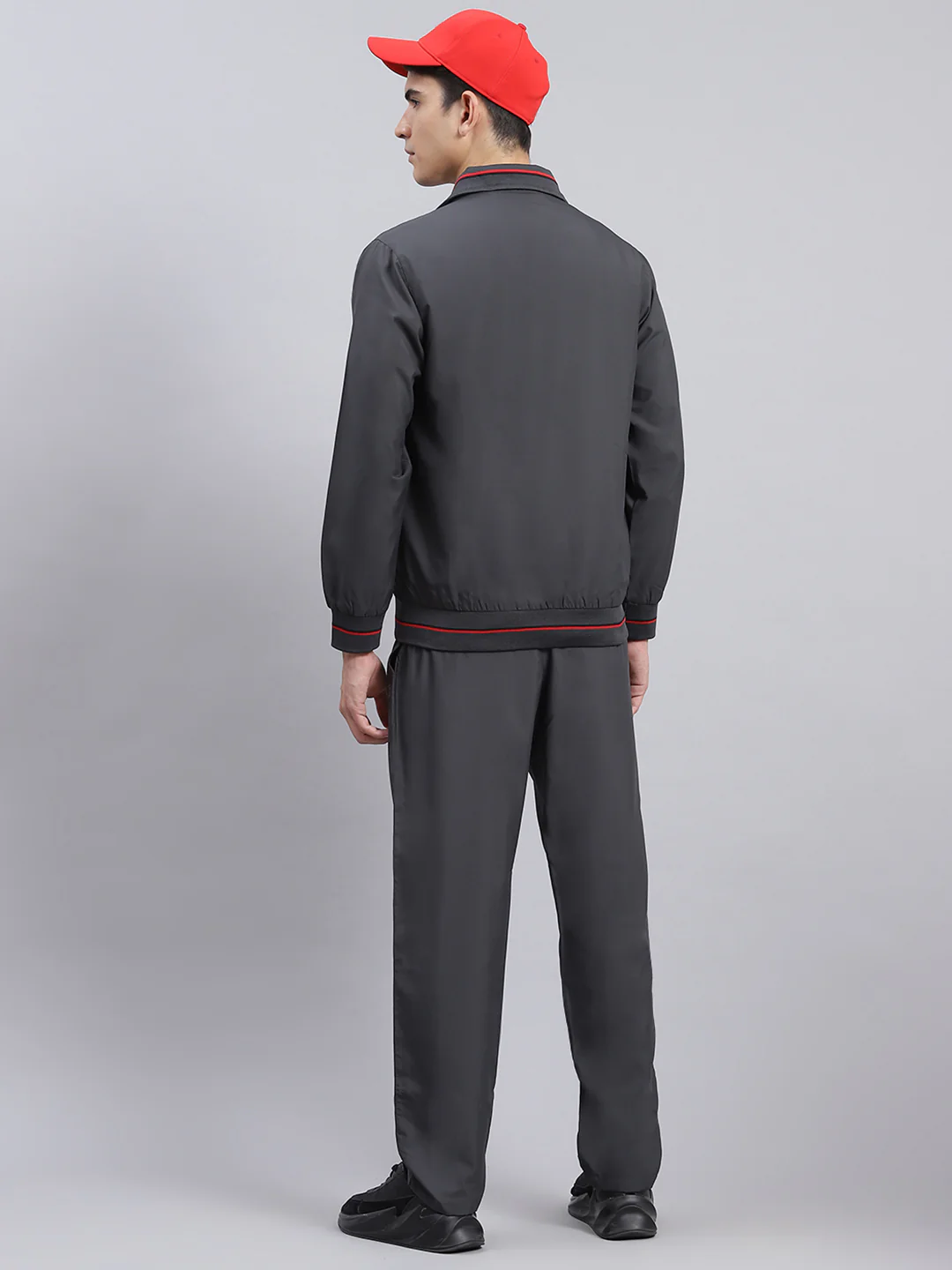 Men Grey Solid Cotton Blend Track Suit - Image 5