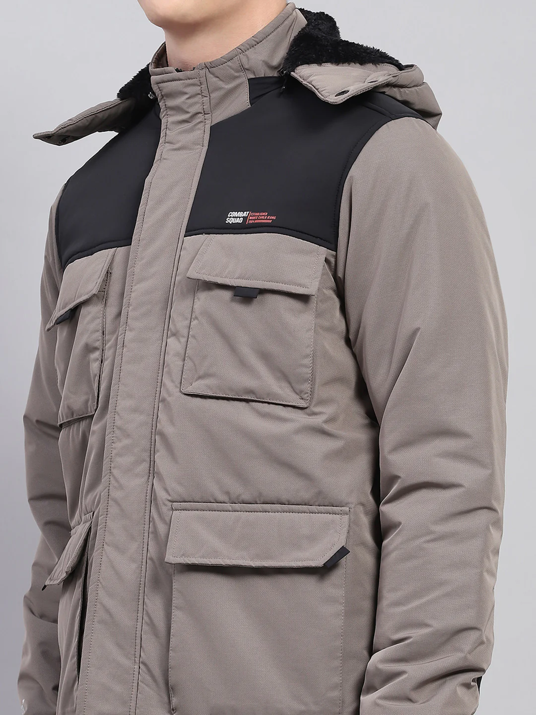 Men Grey Solid Detachable Hood Full Sleeve Jacket - Image 7
