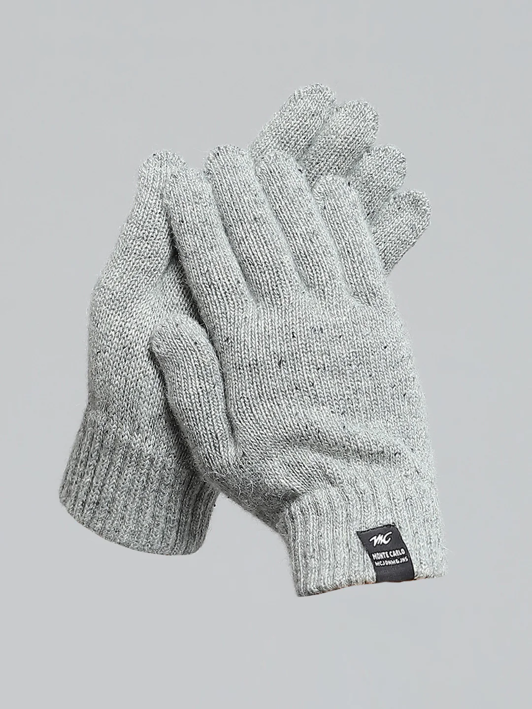 Men Grey Solid Gloves - Image 2