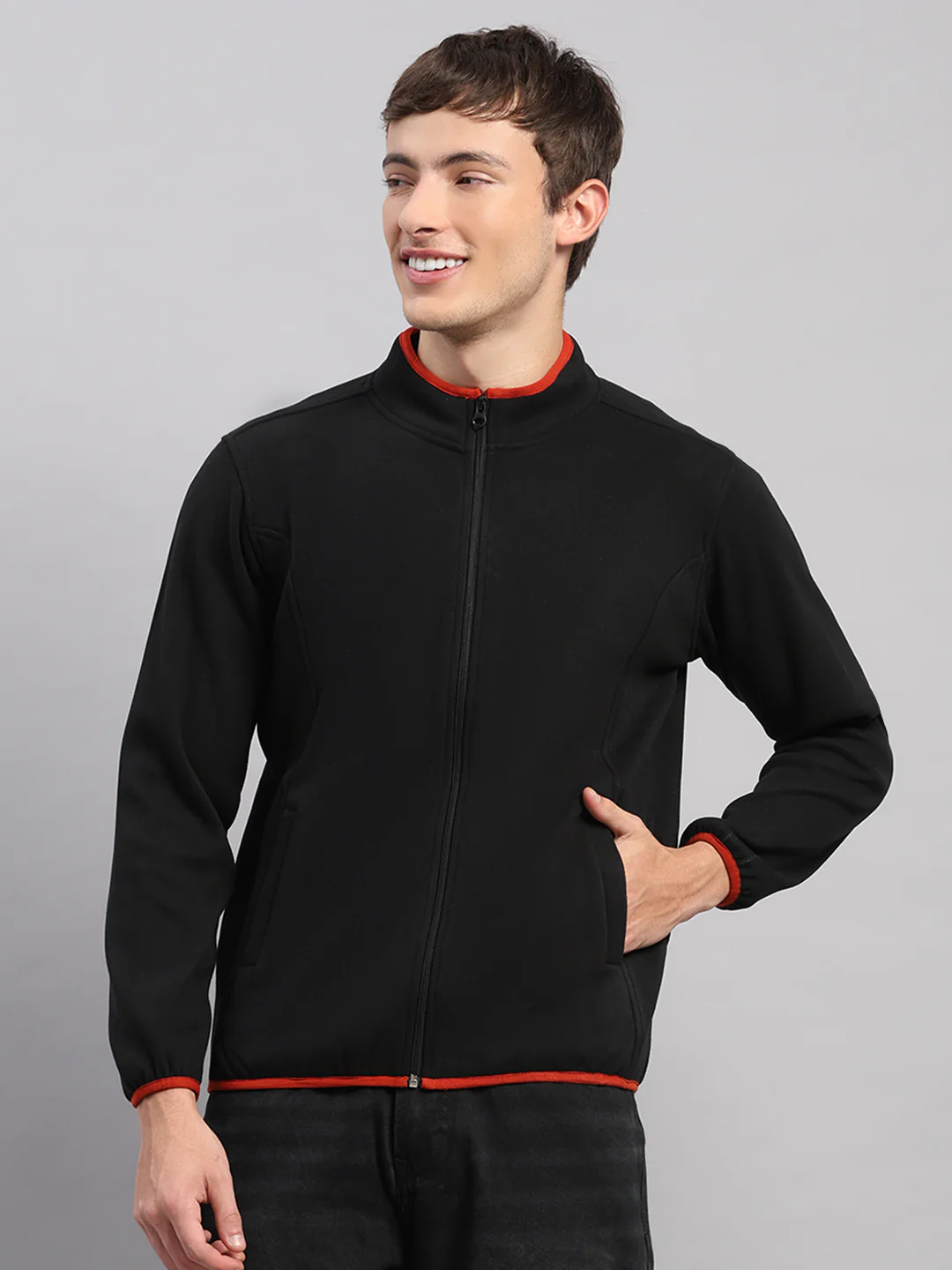 Men Grey Solid Hooded Full Sleeve Jacket - Image 8
