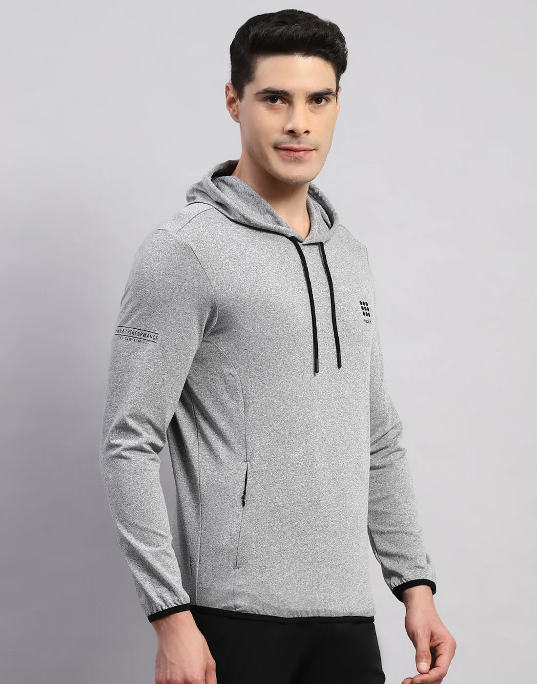 Rock.it Men Grey Solid Hooded Full Sleeve T-Shirt - Image 4
