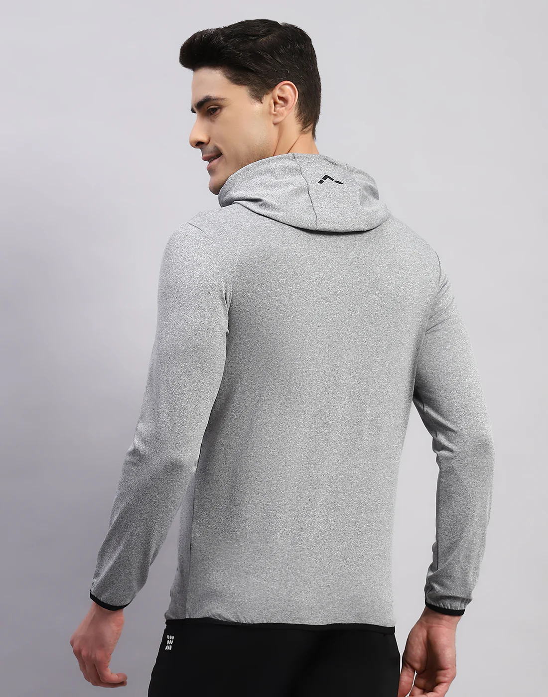 Rock.it Men Grey Solid Hooded Full Sleeve T-Shirt - Image 5