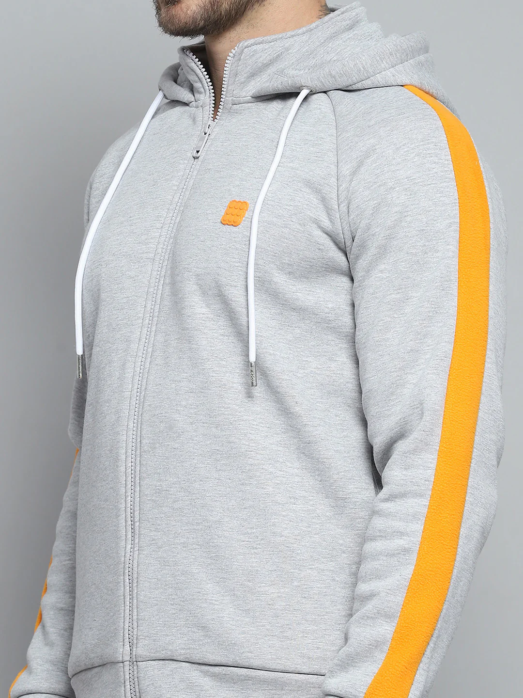Rock.it Men Grey Solid Hooded Full Sleeve Winter Tracksuit - Image 7