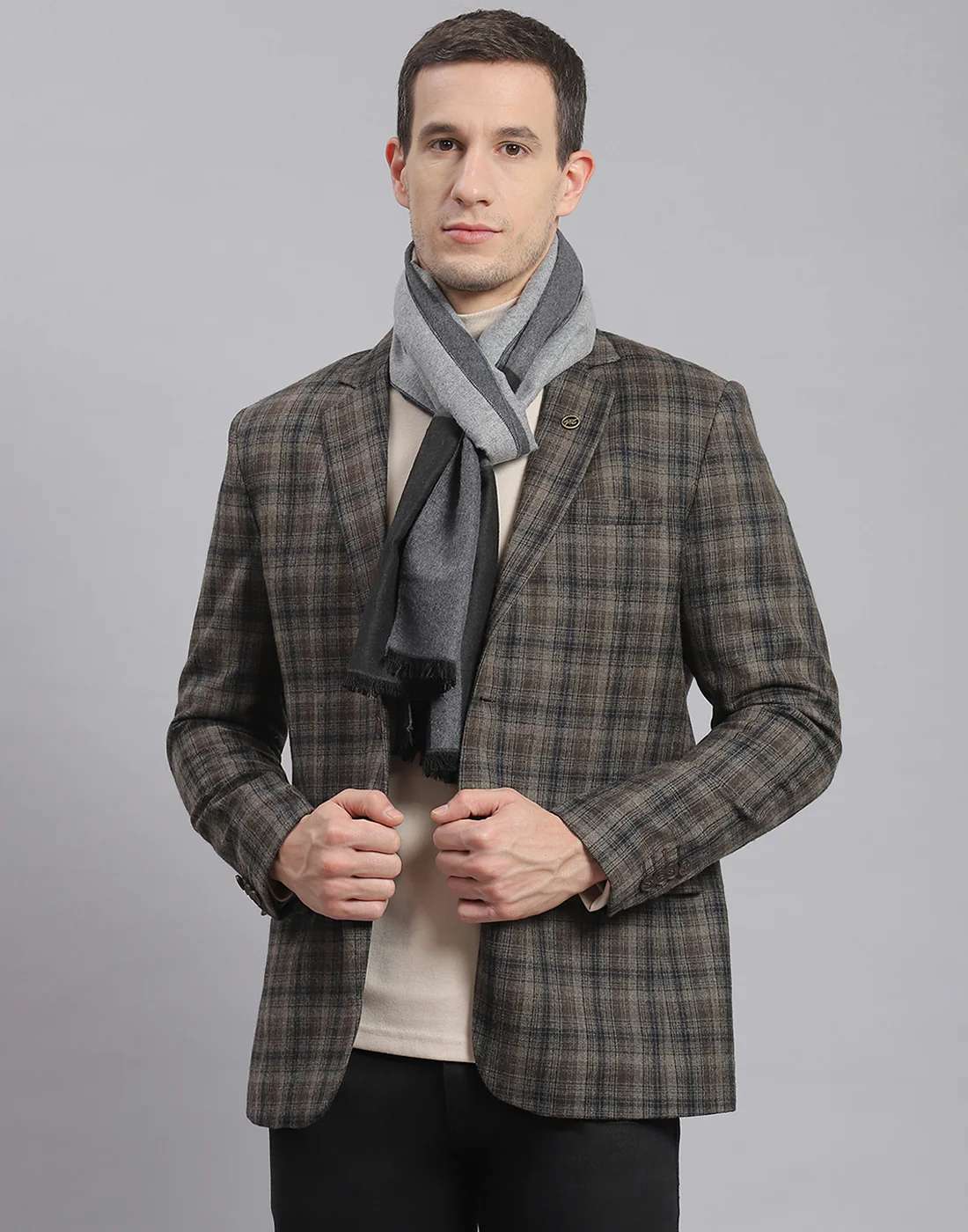 Men Grey Solid Muffler - Image 2