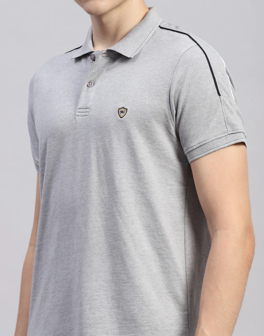 Men Grey Solid Polo Collar Half Sleeve Lower Set - Image 6