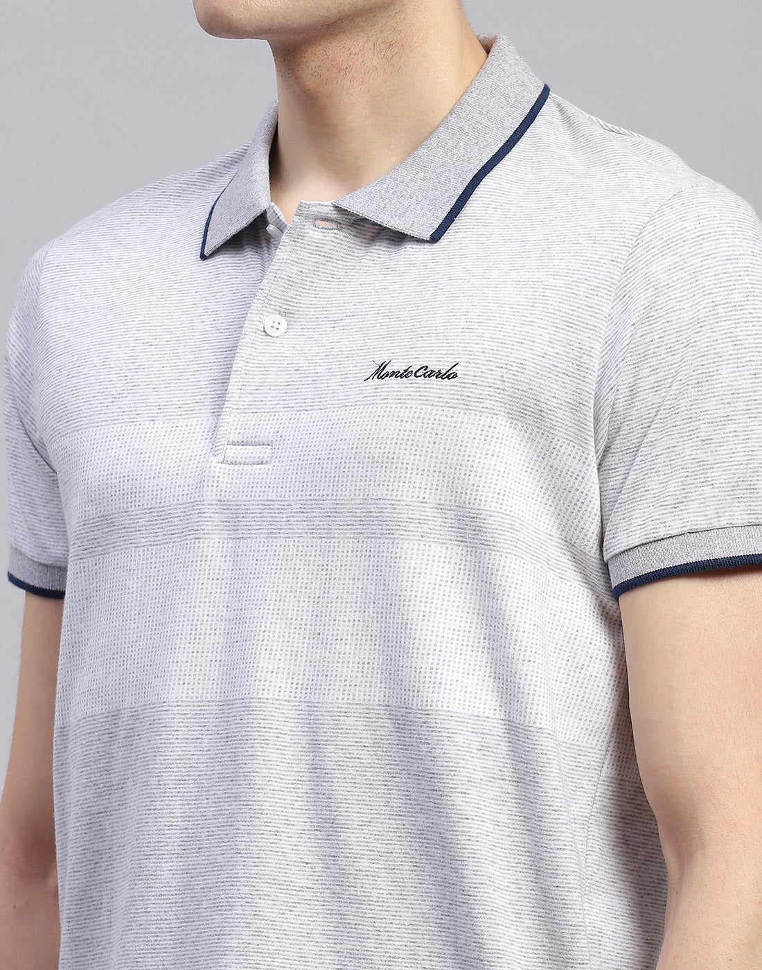 Men Grey Solid Polo Collar Half Sleeve Lower Set - Image 7