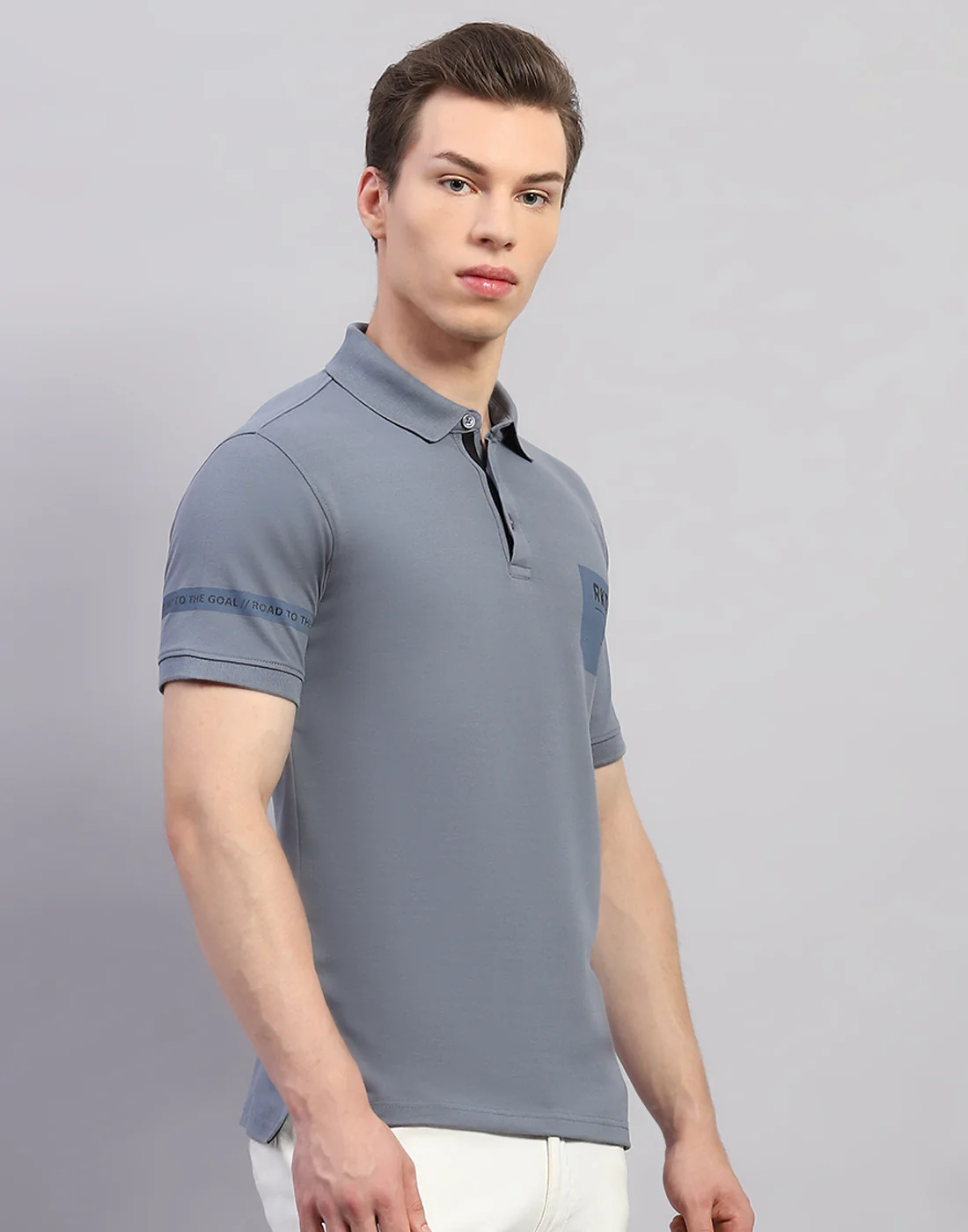 Rock.it Men Grey Solid Polo Collar Half Sleeve T-Shirt - Image 4