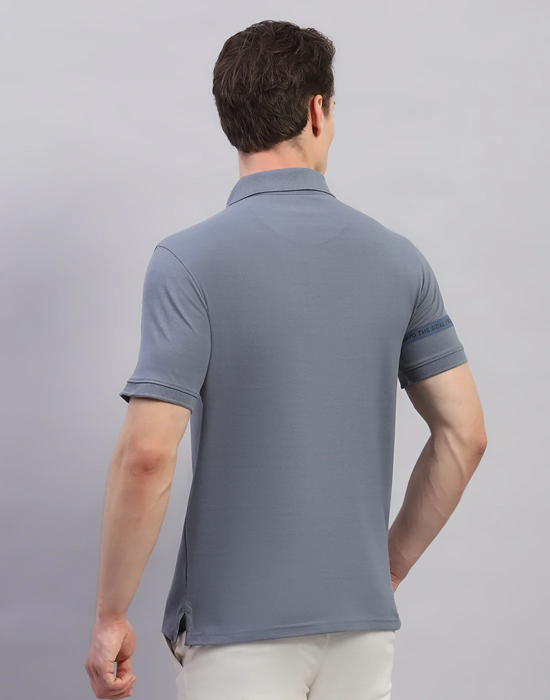 Rock.it Men Grey Solid Polo Collar Half Sleeve T-Shirt - Image 5