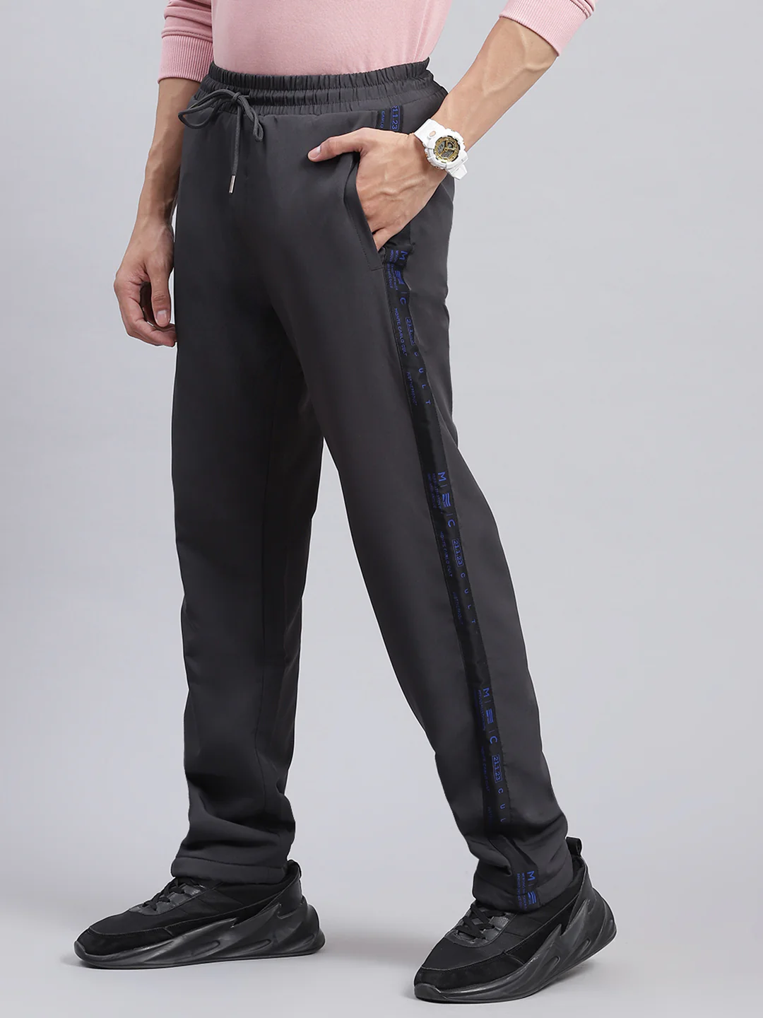 Men Grey Solid Polyester Blend Winter Lower - Image 4