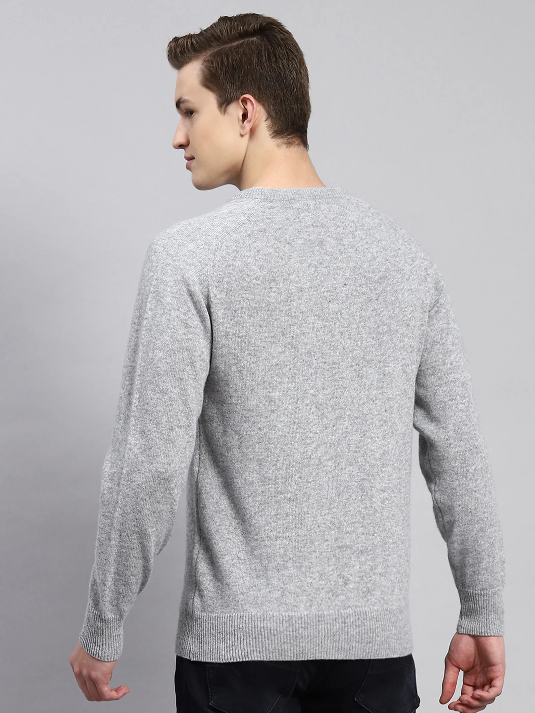 Men Grey Solid Pullover - Image 5