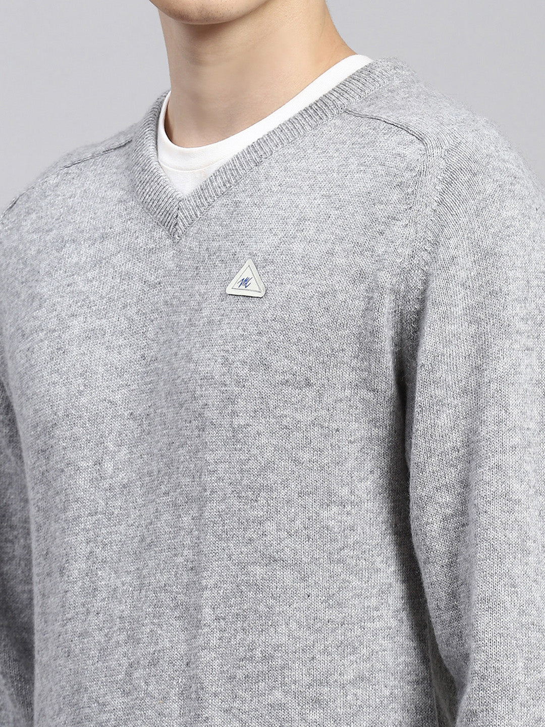 Men Grey Solid Pullover - Image 6