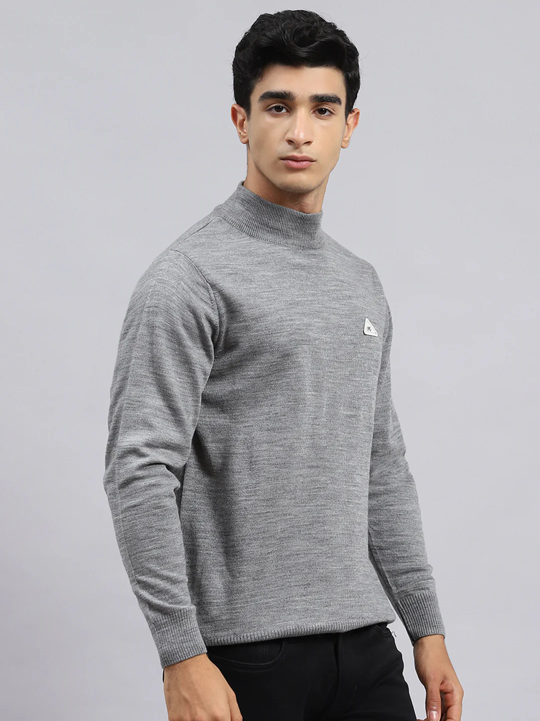 Men Grey Solid Pullover - Image 3