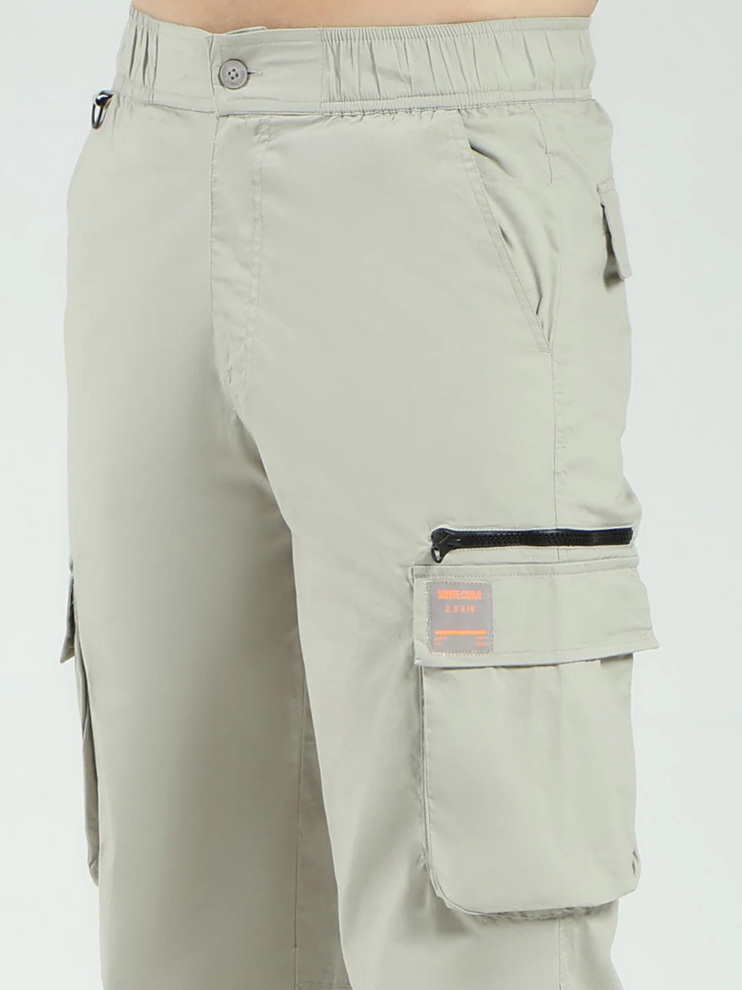 Men Grey Solid Regular Fit Cargo - Image 6