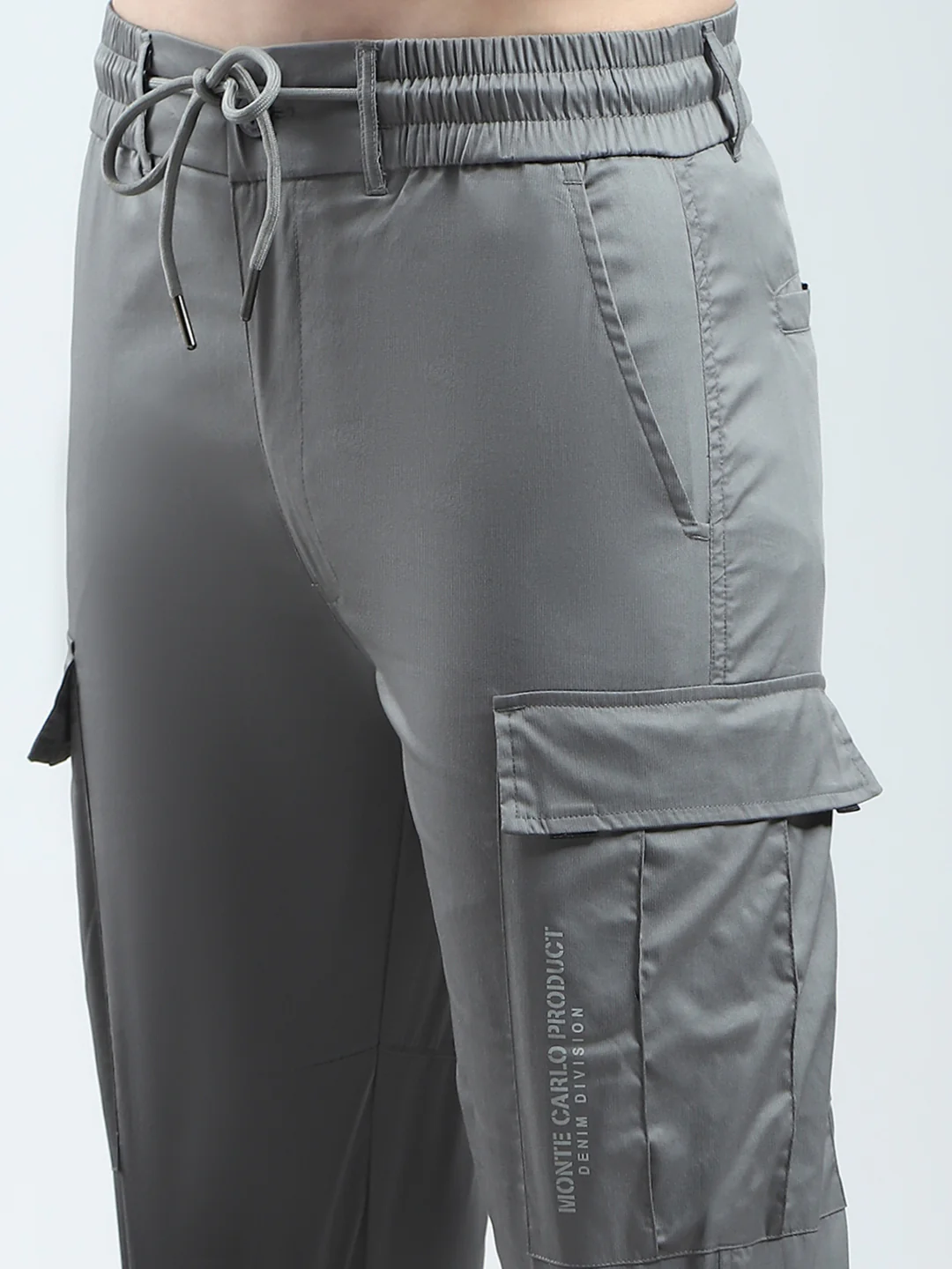 Men Grey Solid Regular Fit Cargo - Image 6