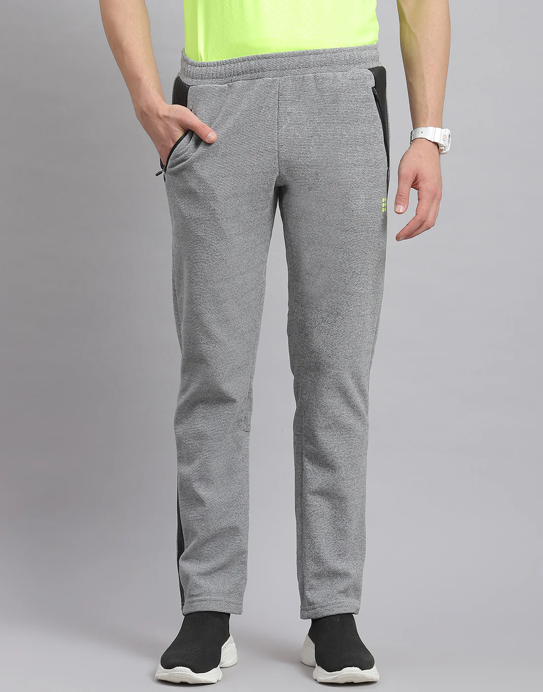 Rock.it Men Grey Solid Regular Fit Winter Lower