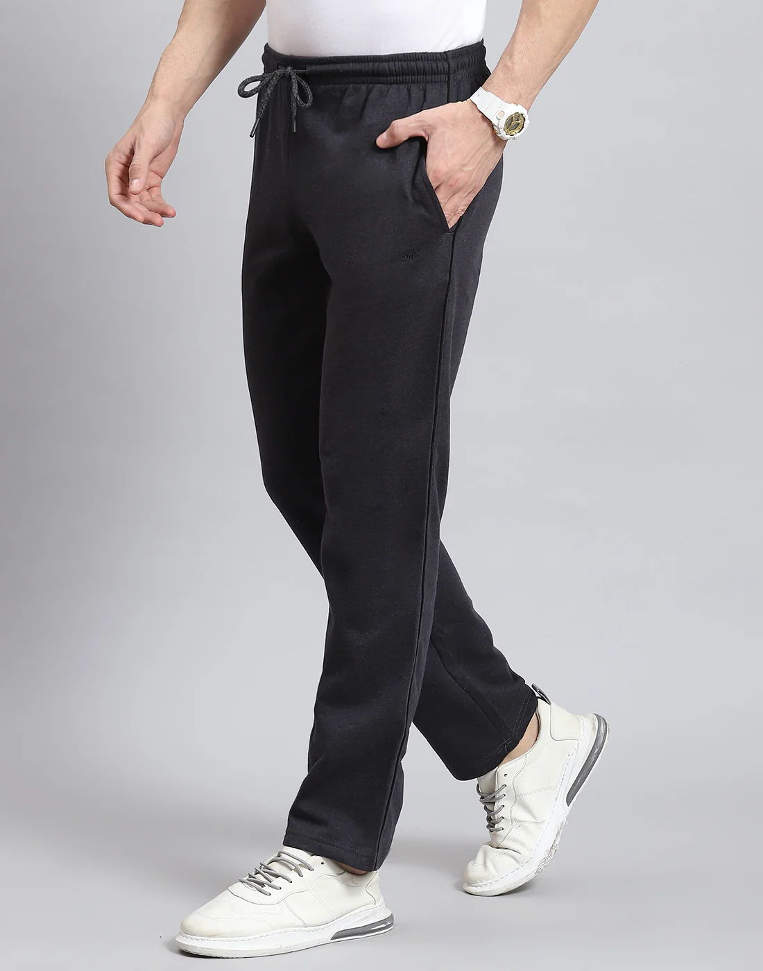 Men Grey Solid Regular Fit Winter Lower - Image 3