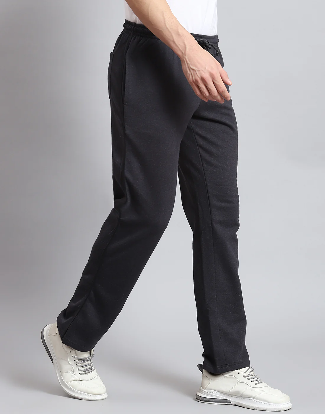 Men Grey Solid Regular Fit Winter Lower - Image 4