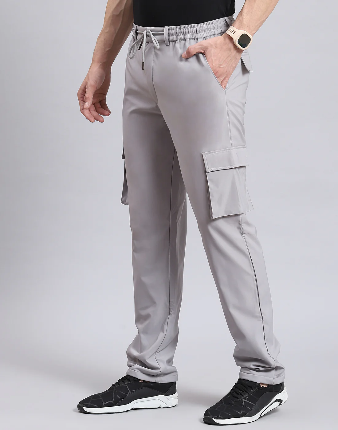 Men Grey Solid Regular Fit Winter Lower