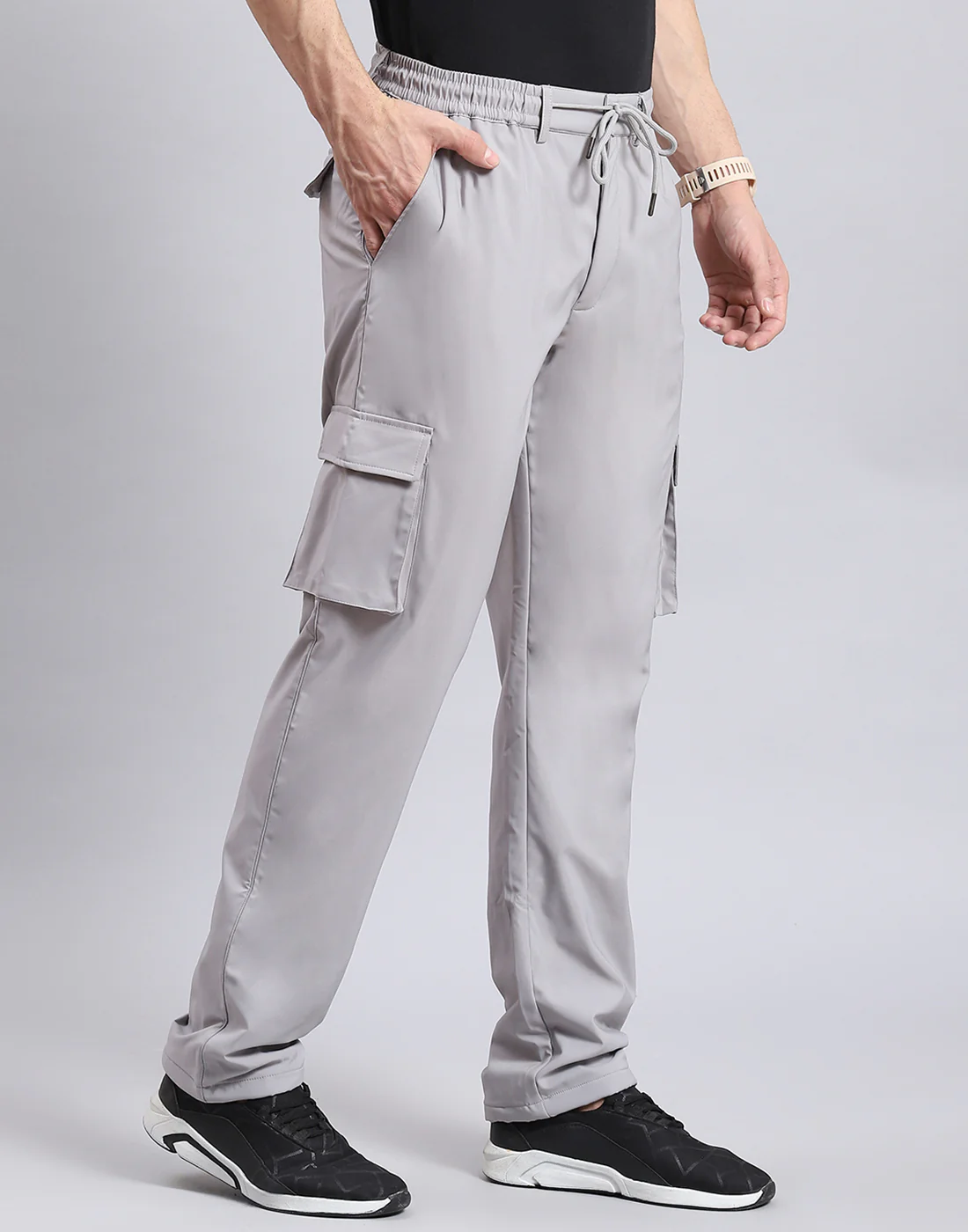 Men Grey Solid Regular Fit Winter Lower - Image 4