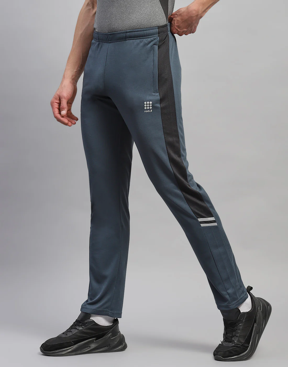 Rock.it Men Grey Solid Regular Fit Lower - Image 3