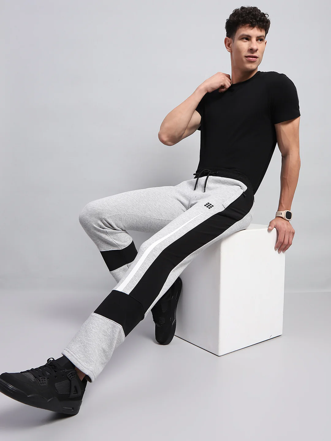 Rock.it Men Grey Solid Regular Fit Lower - Image 2
