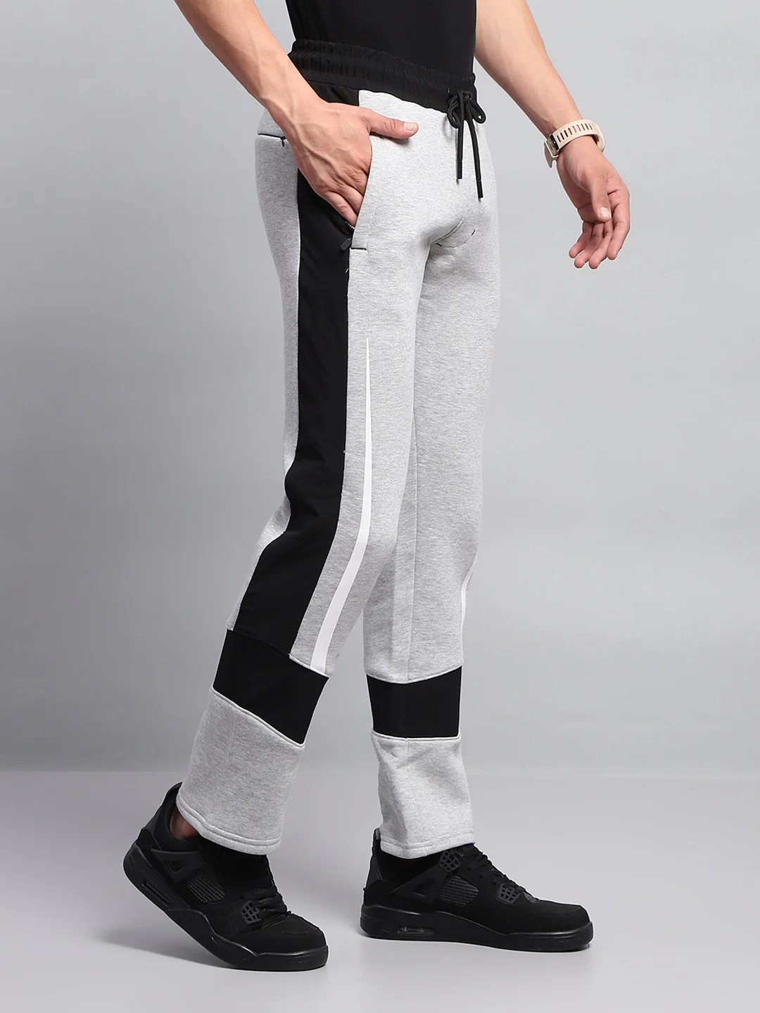 Rock.it Men Grey Solid Regular Fit Lower - Image 4
