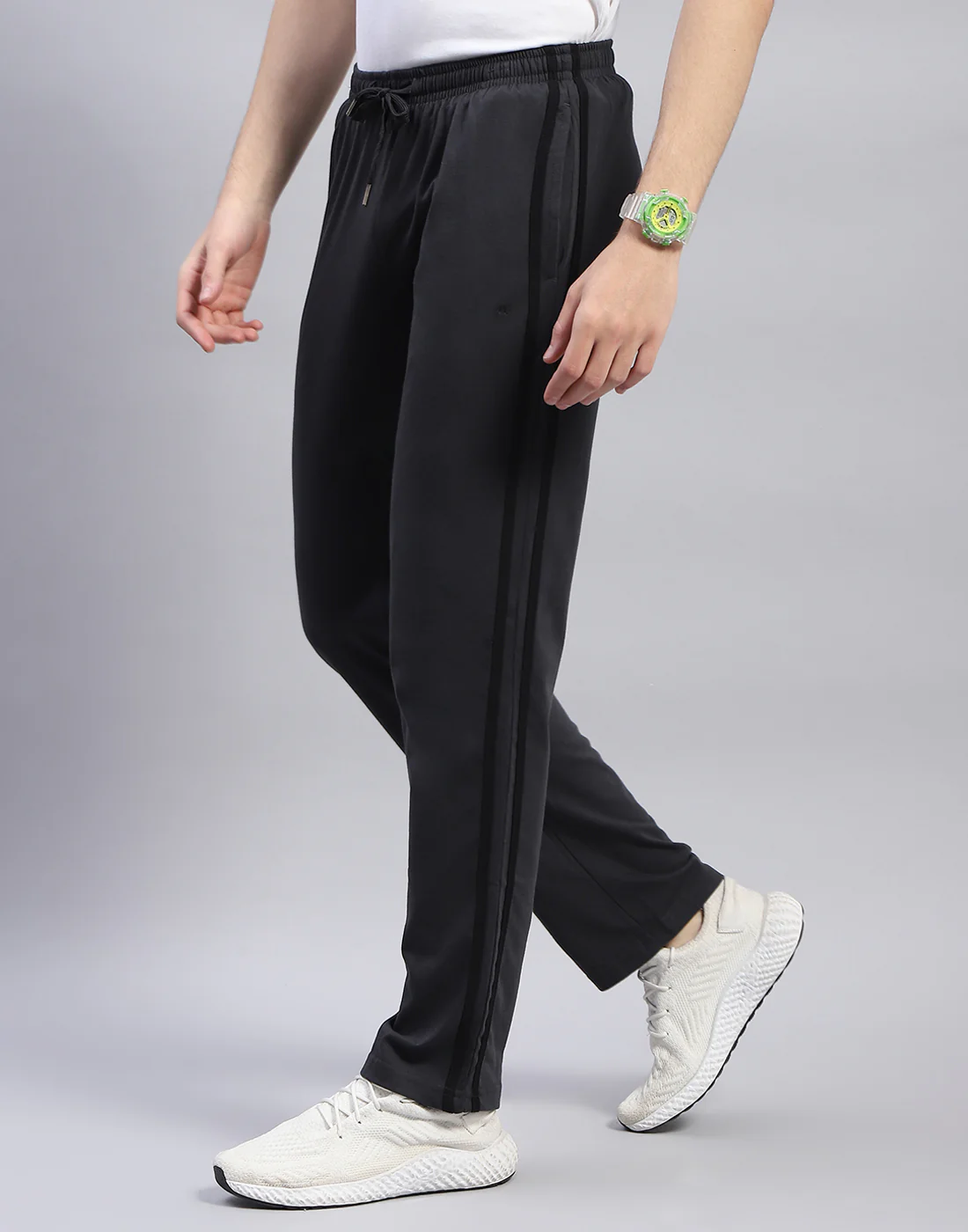 Men Grey Solid Regular Fit Lower - Image 3