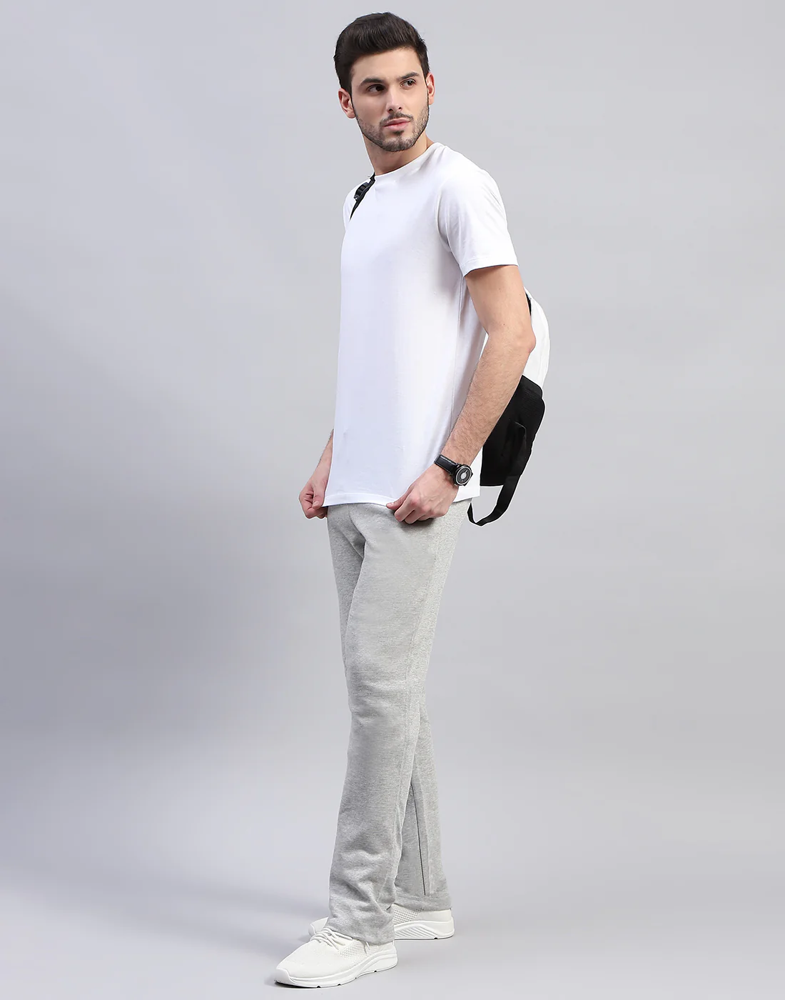 Men Grey Solid Regular Fit Lower - Image 2