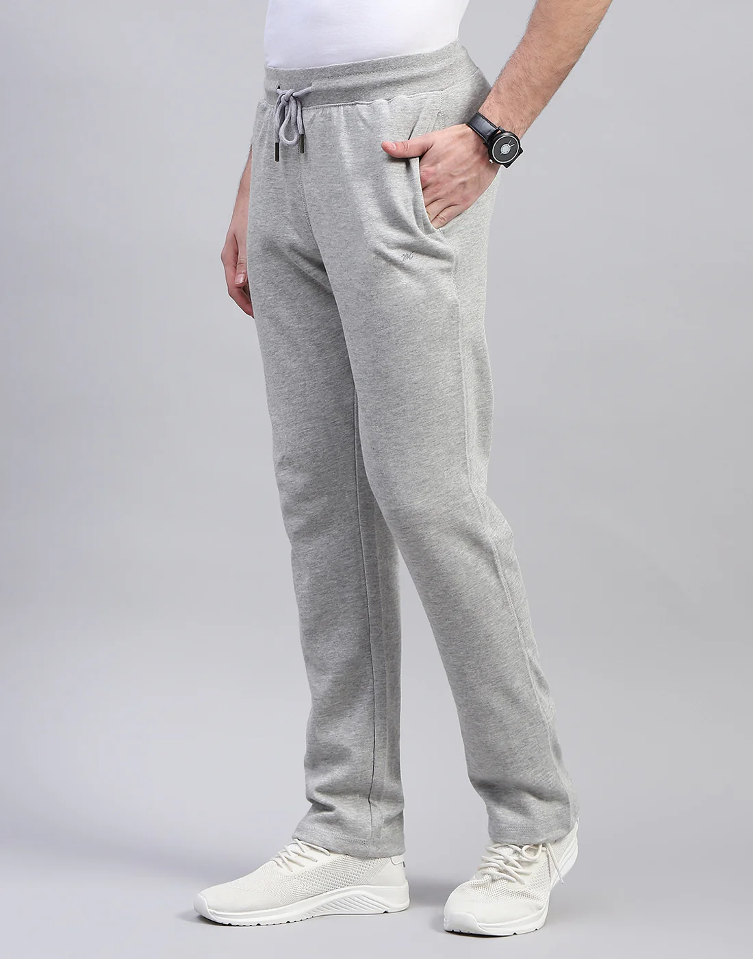 Men Grey Solid Regular Fit Lower - Image 3