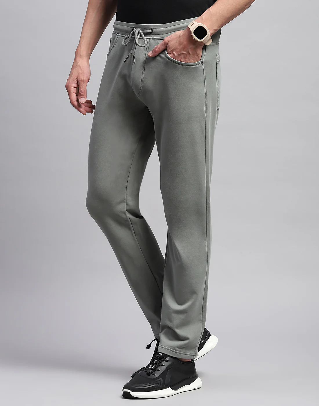 Men Grey Solid Regular Fit Lower - Image 3