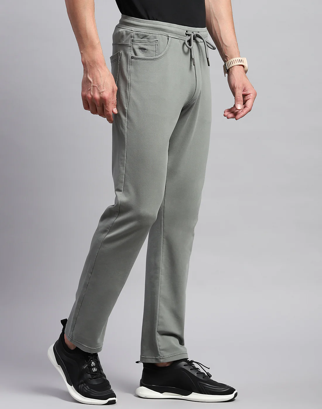 Men Grey Solid Regular Fit Lower - Image 4