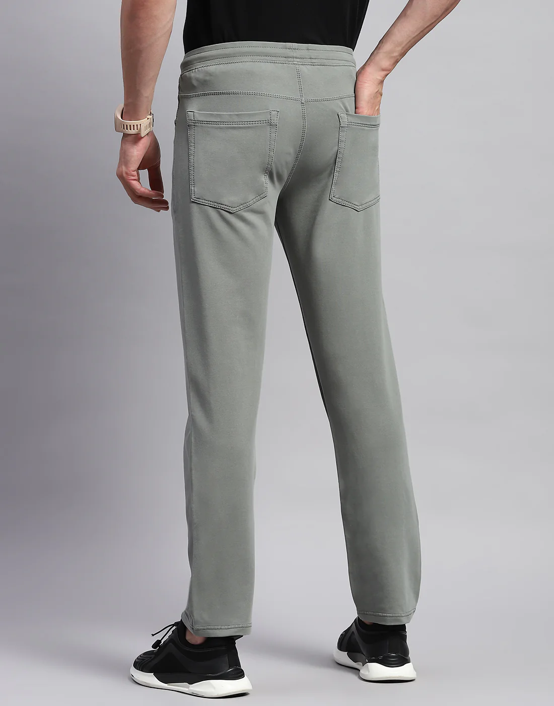 Men Grey Solid Regular Fit Lower - Image 5