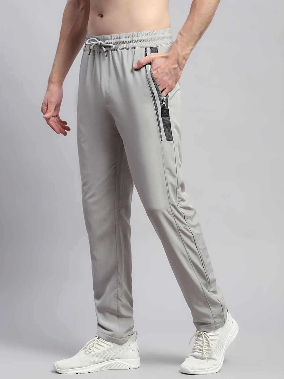 Men Grey Solid Regular Fit Lower - Image 3