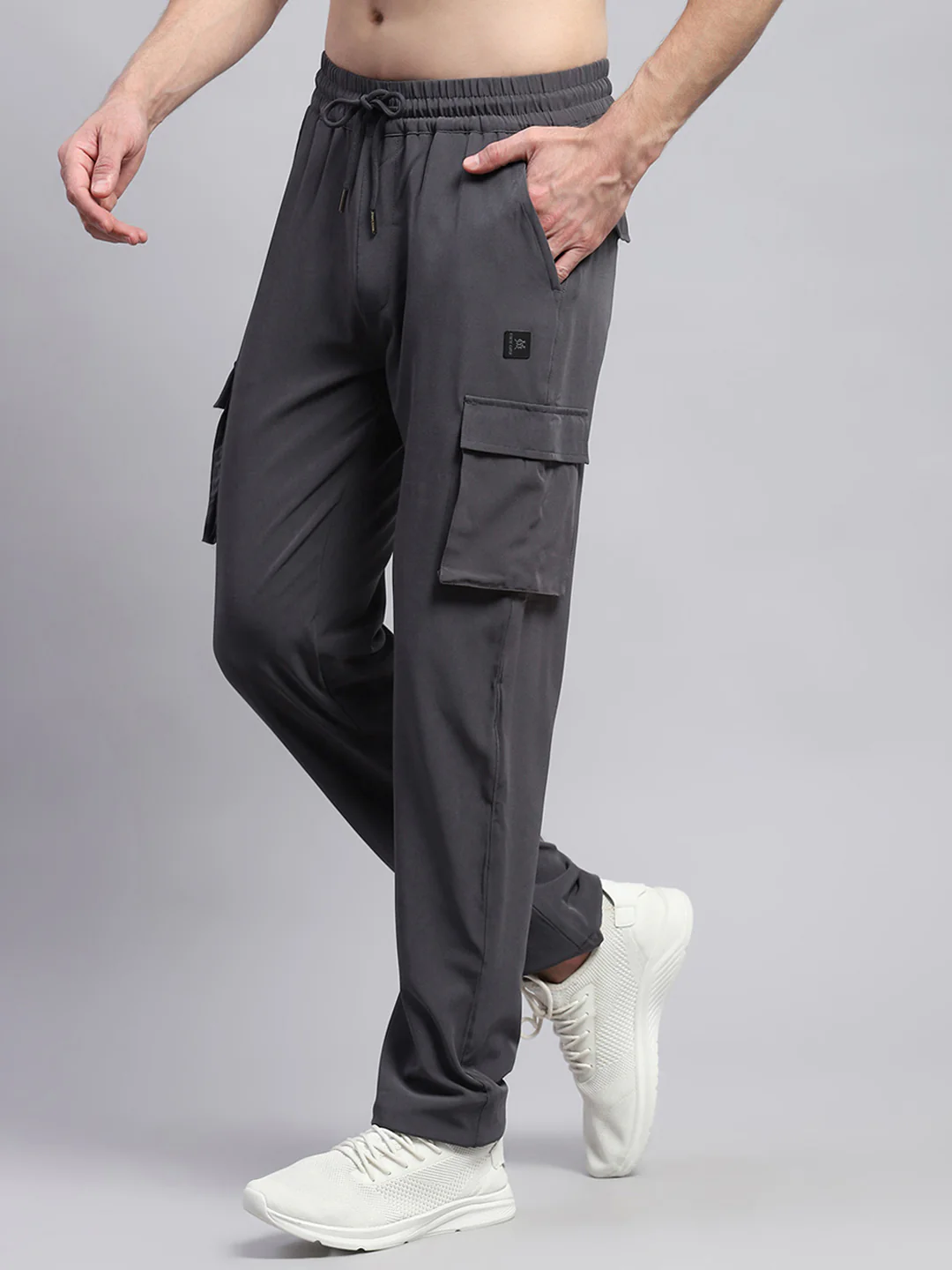 Men Grey Solid Regular Fit Lower - Image 3