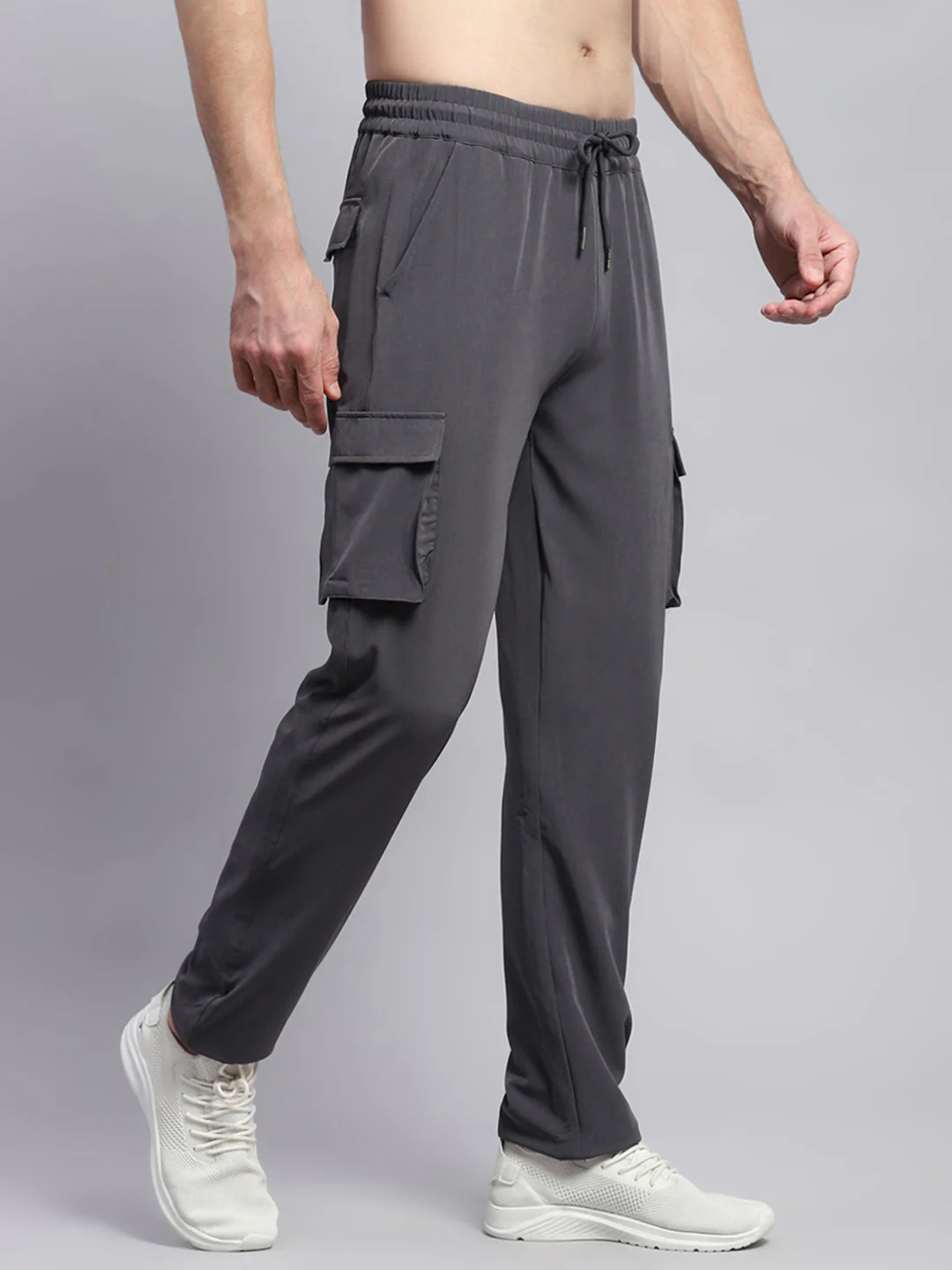 Men Grey Solid Regular Fit Lower - Image 4