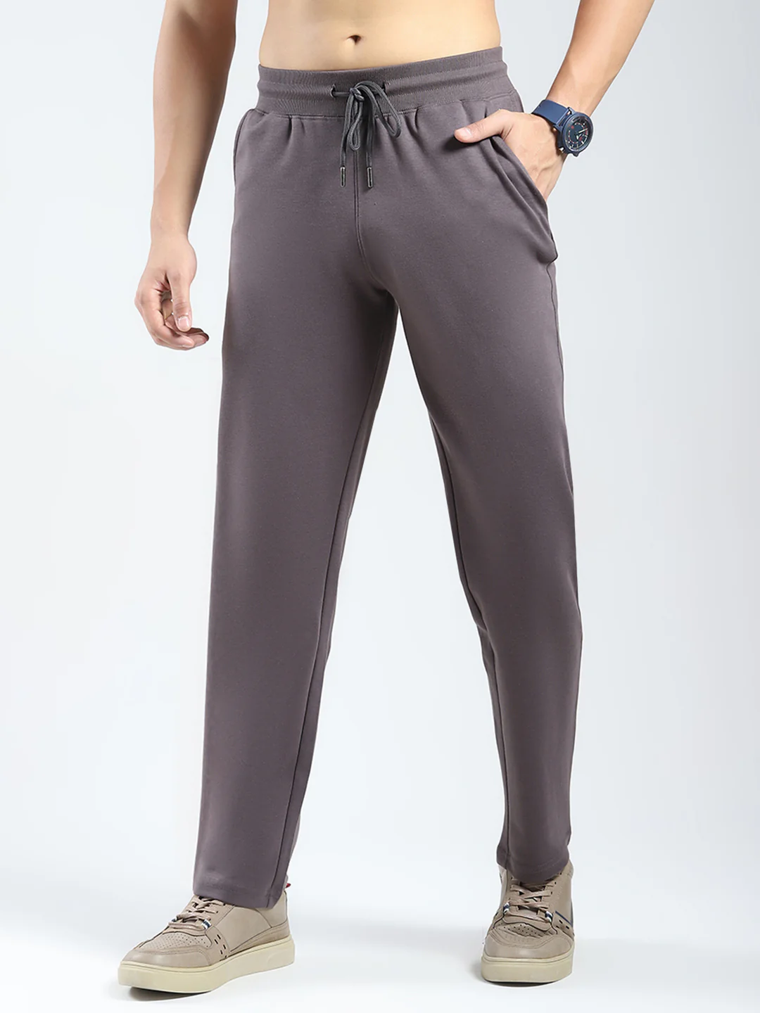 Rock.it Men Grey Solid Regular Fit Lower