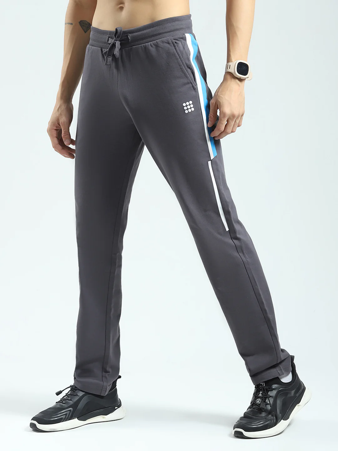 Rock.it Men Grey Solid Regular Fit Lower - Image 3