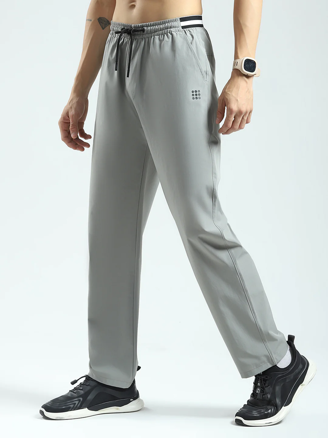 Rock.it Men Grey Solid Regular Fit Lower - Image 3