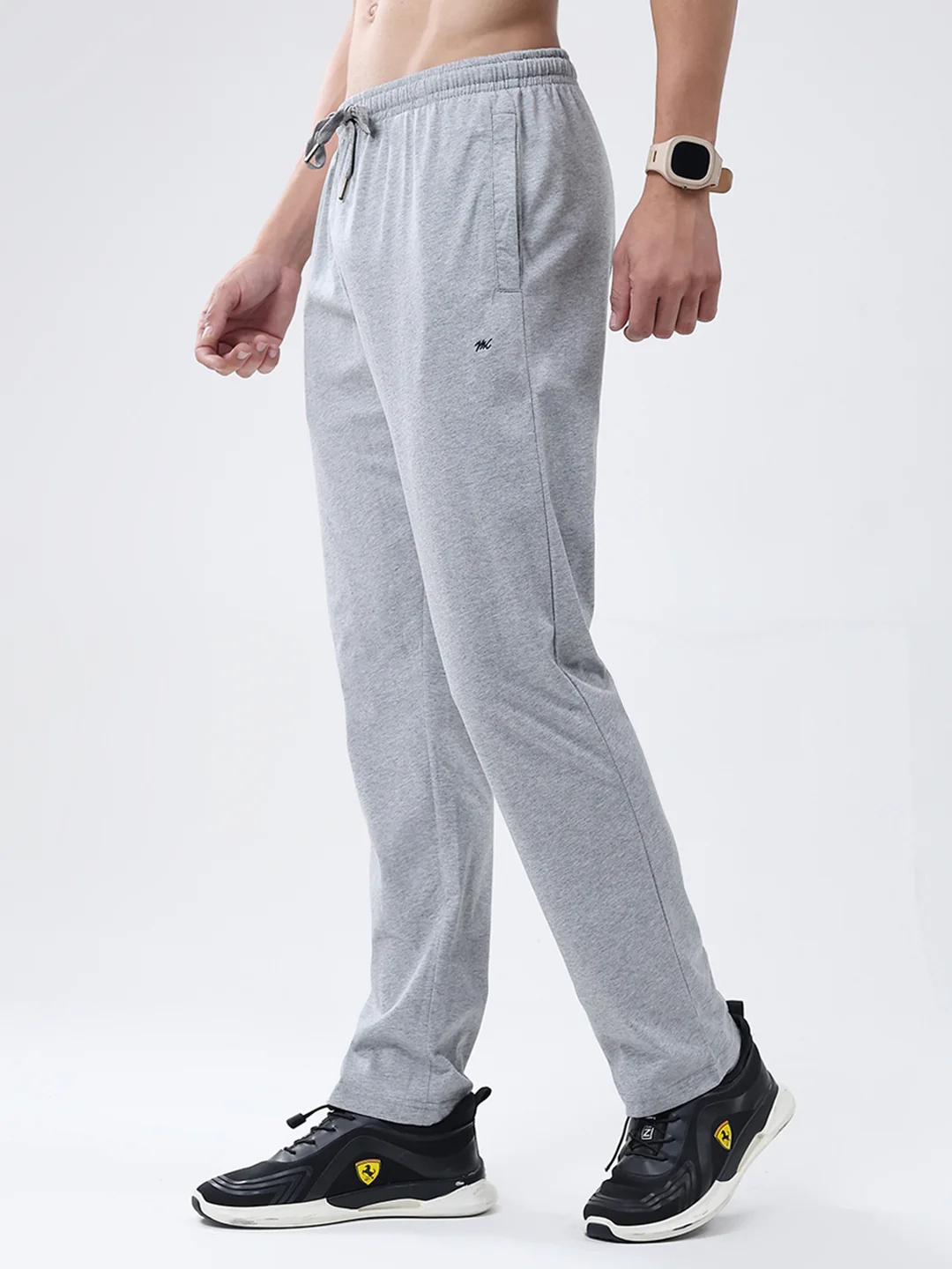 Men Grey Solid Regular Fit Lower - Image 3